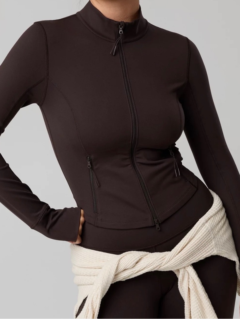 OFFLINE By Aerie The Hugger Full Zip Jacket color deep earth